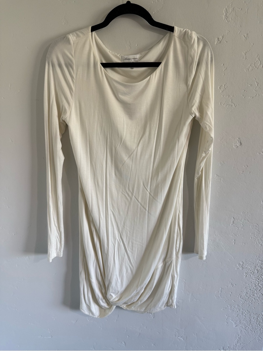 Lovers and Friends Cream Long Sleeve Twist-Hem dress